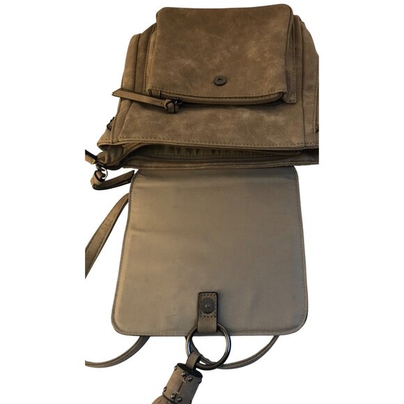 Altard State Beige/Taupe Faux Leather Mini Backpack With Tassel & O-Ring Detail - Picture 3 of 6